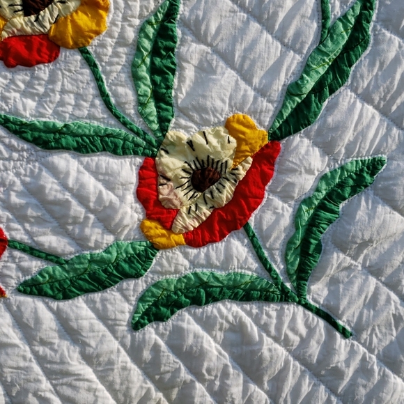 LAST OFFER* NEW Twin Size Quilt Hand Quilted Fall Winter Home Decor Applique - Picture 3 of 8